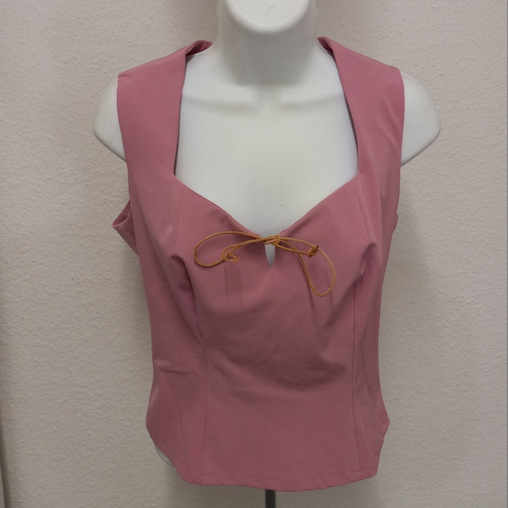 Lea Rome Top Blouse 38 Women's Casual Sleeveless pink color. Made in France